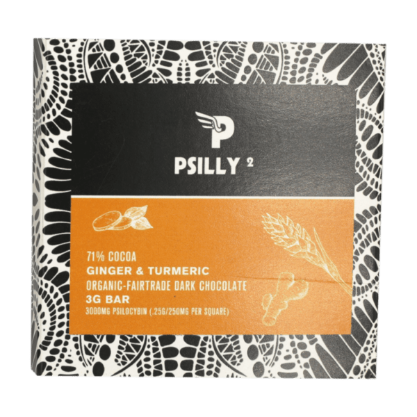 Psilly - Dark Chocolate Bar - Ginger & Turmeric | Mushroom Coffee Canada
